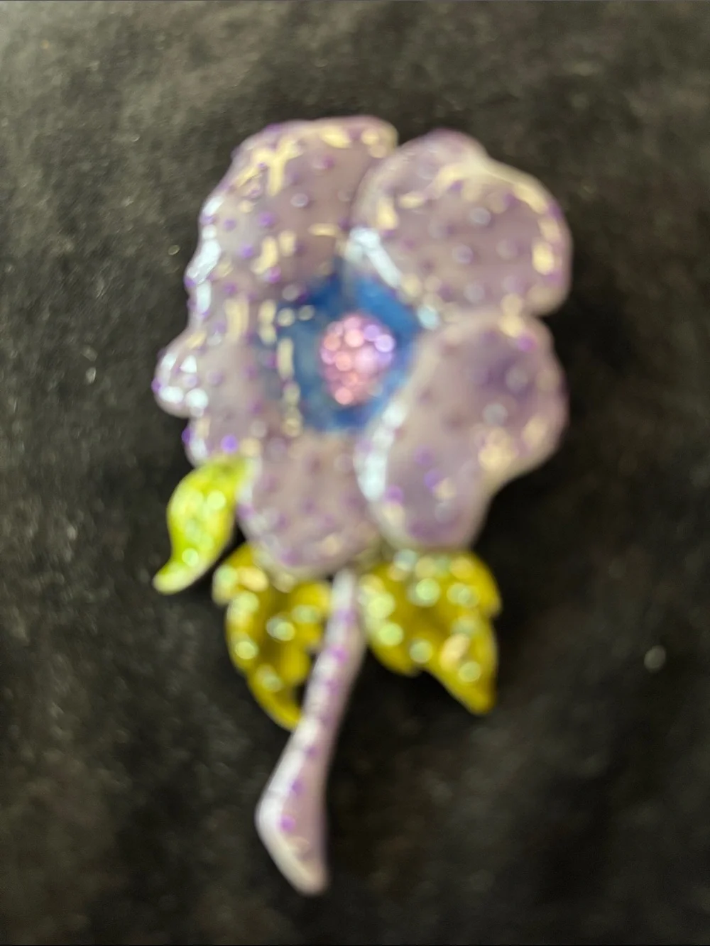 Vintage Purple and Green Flower Brooch